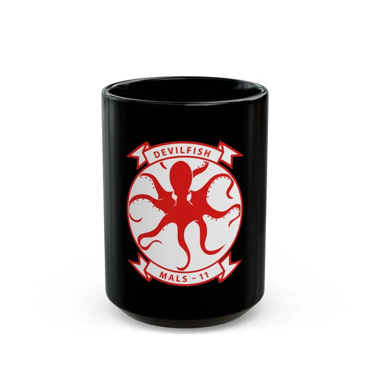 MALS 11 Devilfish 2 (USMC) Black Coffee Mug-15oz-Go Mug Yourself