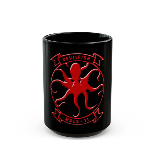 MALS 11 Devilfish (USMC) Black Coffee Mug-15oz-Go Mug Yourself