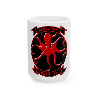 MALS 11 Devilfish (USMC) White Coffee Mug 15oz - Go Mug Yourself