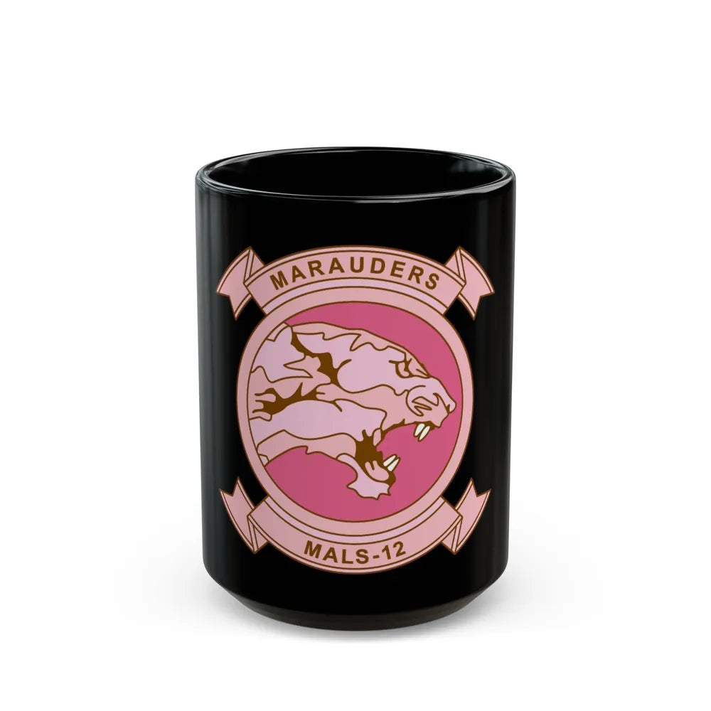 MALS 12 Wives Club PINK (USMC) Black Coffee Mug-15oz-Go Mug Yourself