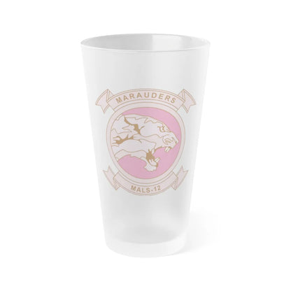 MALS 12 Wives Club PINK (USMC) Frosted Pint Glass 16oz-Go Mug Yourself