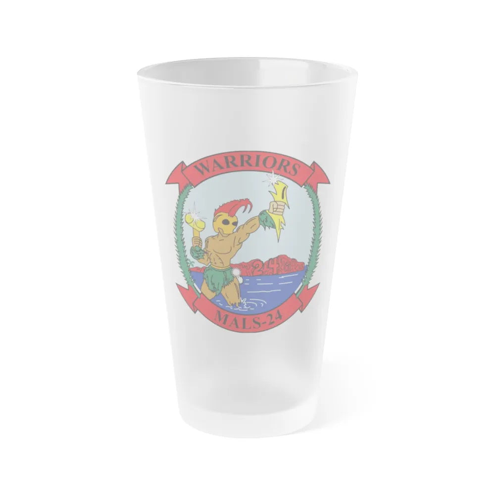 MALS 24 Warriors (USMC) Frosted Pint Glass 16oz-Go Mug Yourself