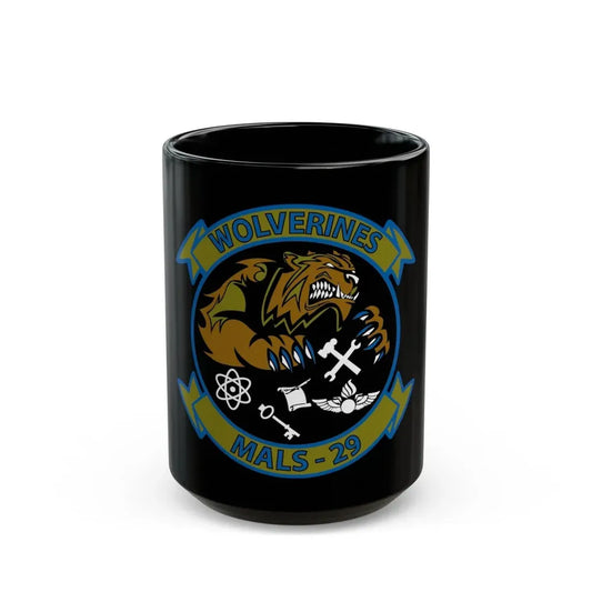 MALS 29 Wolverines (USMC) Black Coffee Mug 15oz - Go Mug Yourself