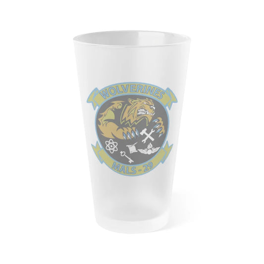 MALS 29 Wolverines (USMC) Frosted Pint Glass 16oz-Go Mug Yourself