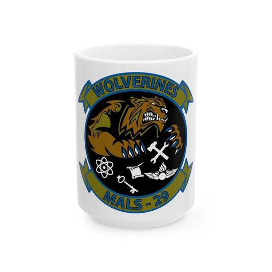 MALS 29 Wolverines (USMC) White Coffee Mug 15oz - Go Mug Yourself