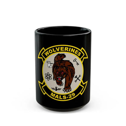 MALS 29 Wolverines v2 (USMC) Black Coffee Mug 15oz - Go Mug Yourself