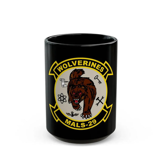 MALS 29 Wolverines v2 (USMC) Black Coffee Mug 15oz - Go Mug Yourself
