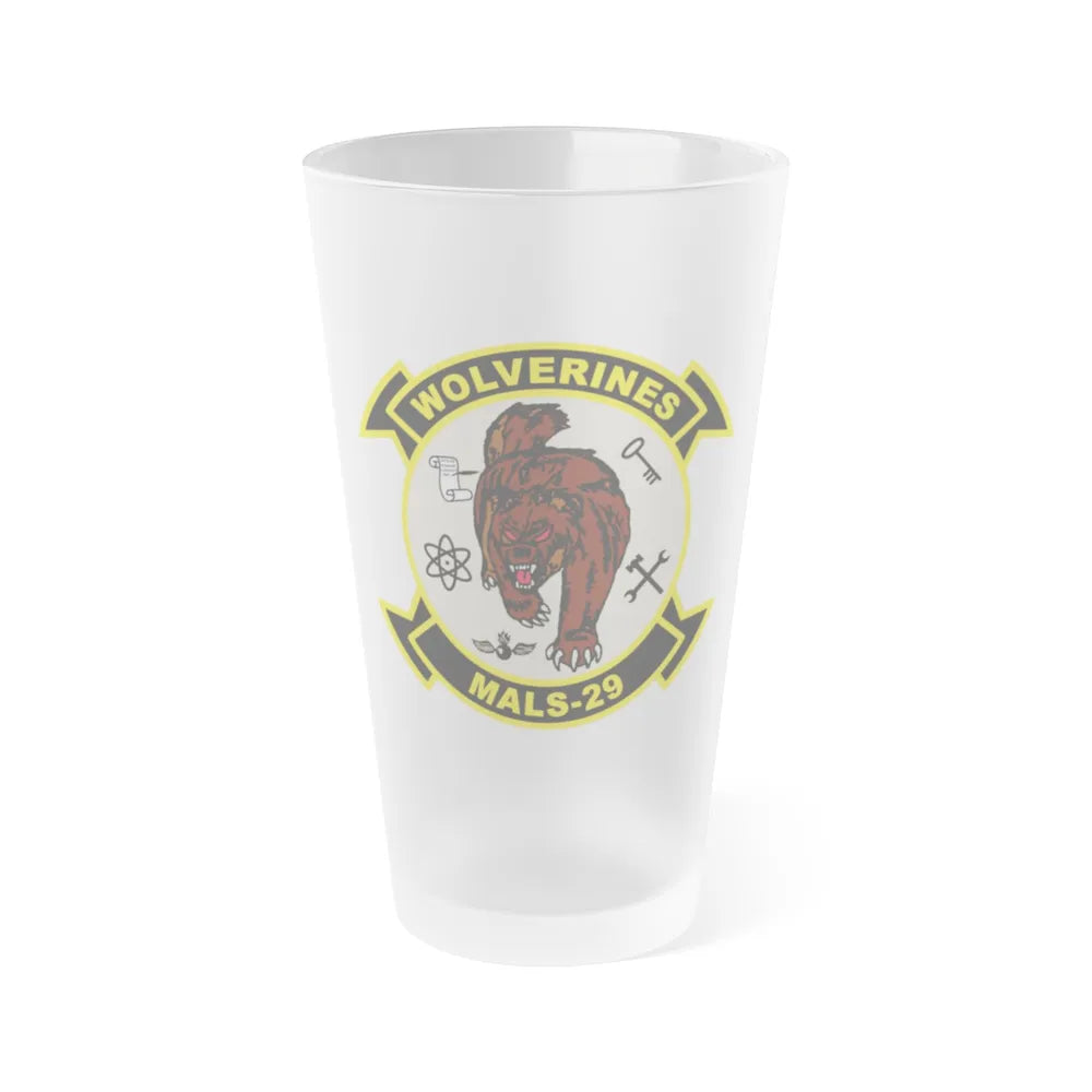 MALS 29 Wolverines v2 (USMC) Frosted Pint Glass 16oz-Go Mug Yourself