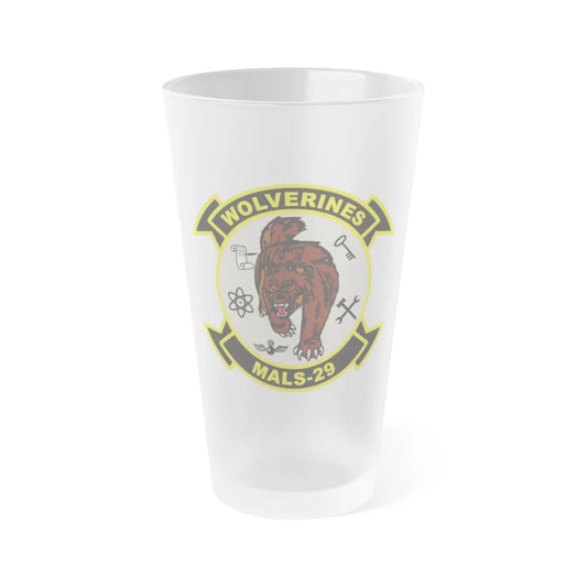 MALS 29 Wolverines v2 (USMC) Frosted Pint Glass 16oz-Go Mug Yourself