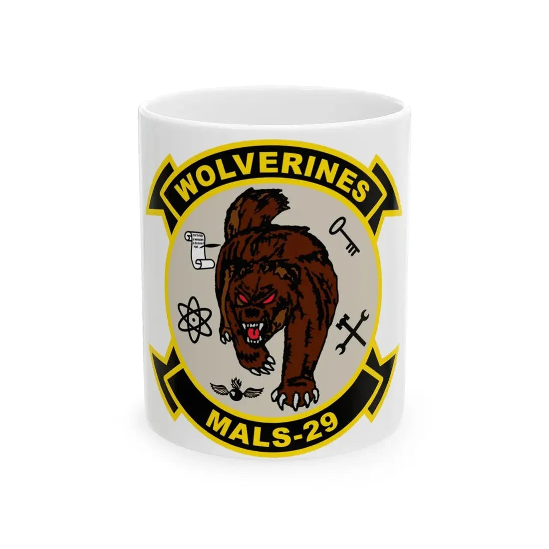 MALS 29 Wolverines v2 (USMC) White Coffee Mug 11oz - Go Mug Yourself