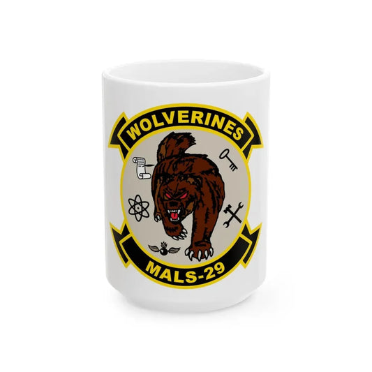 MALS 29 Wolverines v2 (USMC) White Coffee Mug 15oz - Go Mug Yourself
