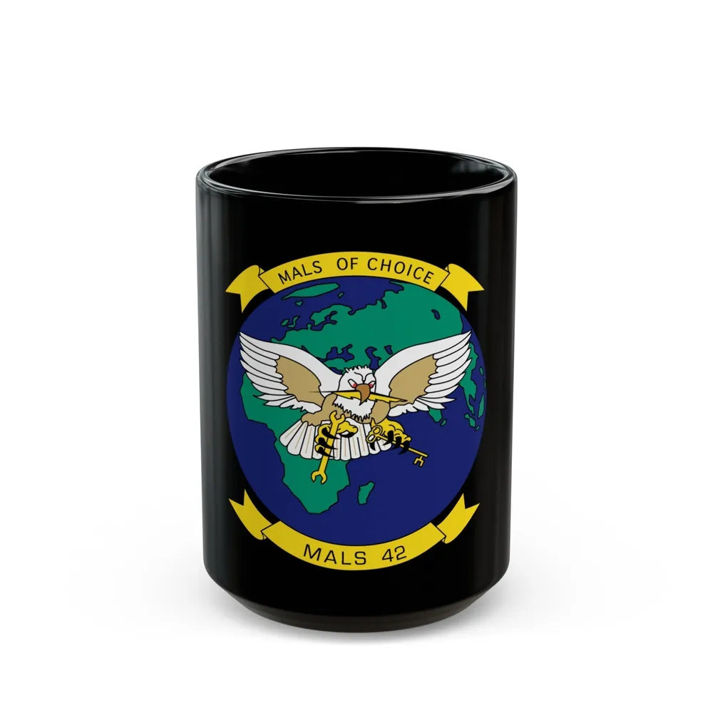 Mals Of Choice Mals 42 (USMC) Black Coffee Mug-15oz-Go Mug Yourself