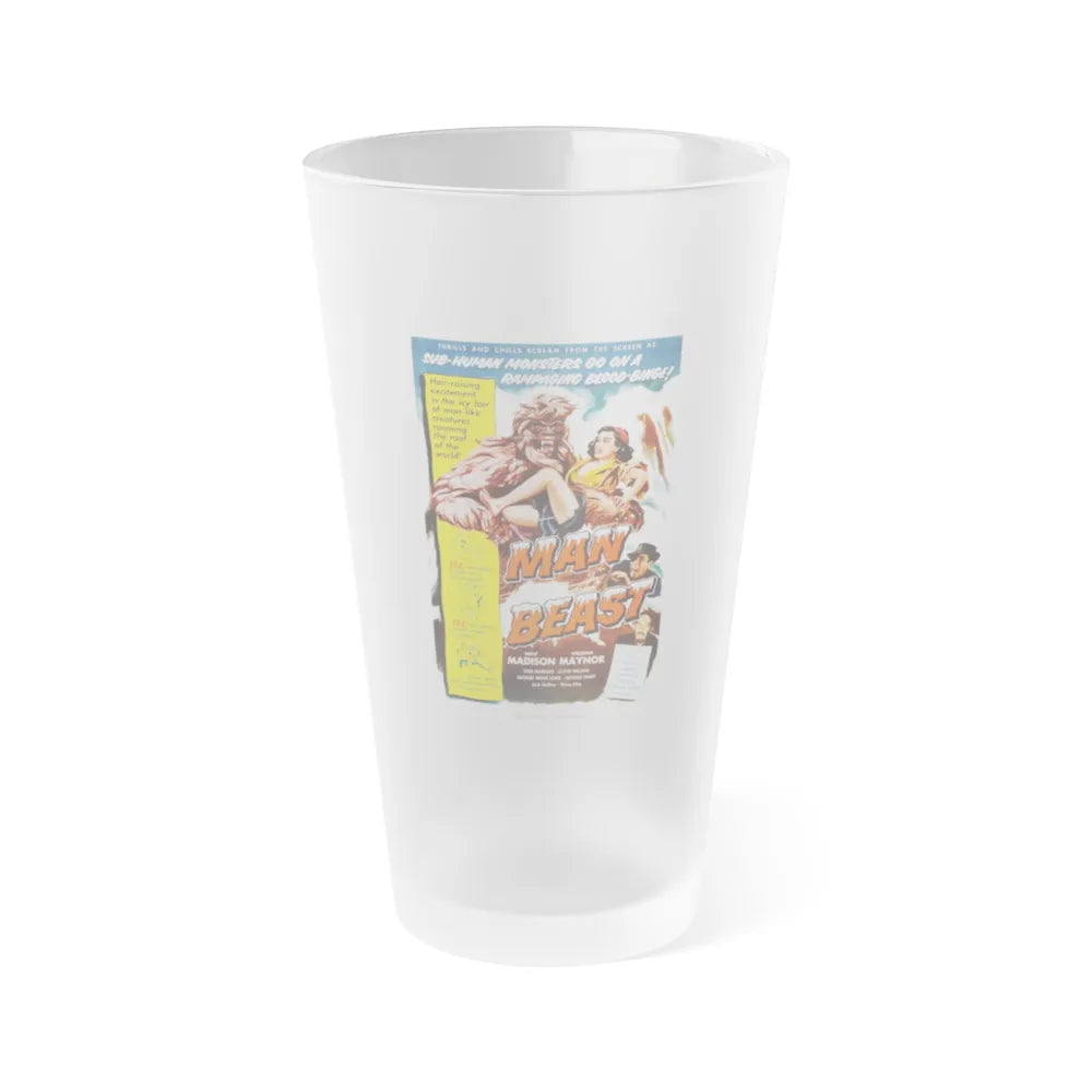 MAN BEAST 1956 Movie Poster - Frosted Pint Glass 16oz-16oz-Frosted-Go Mug Yourself