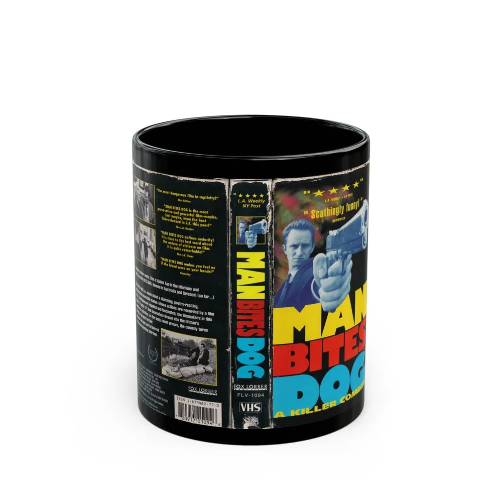 MAN BITES DOG (VHS COVER) - Black Coffee Mug-11oz-Go Mug Yourself