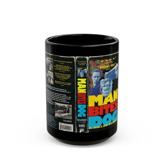 MAN BITES DOG (VHS COVER) - Black Coffee Mug 15oz - Go Mug Yourself