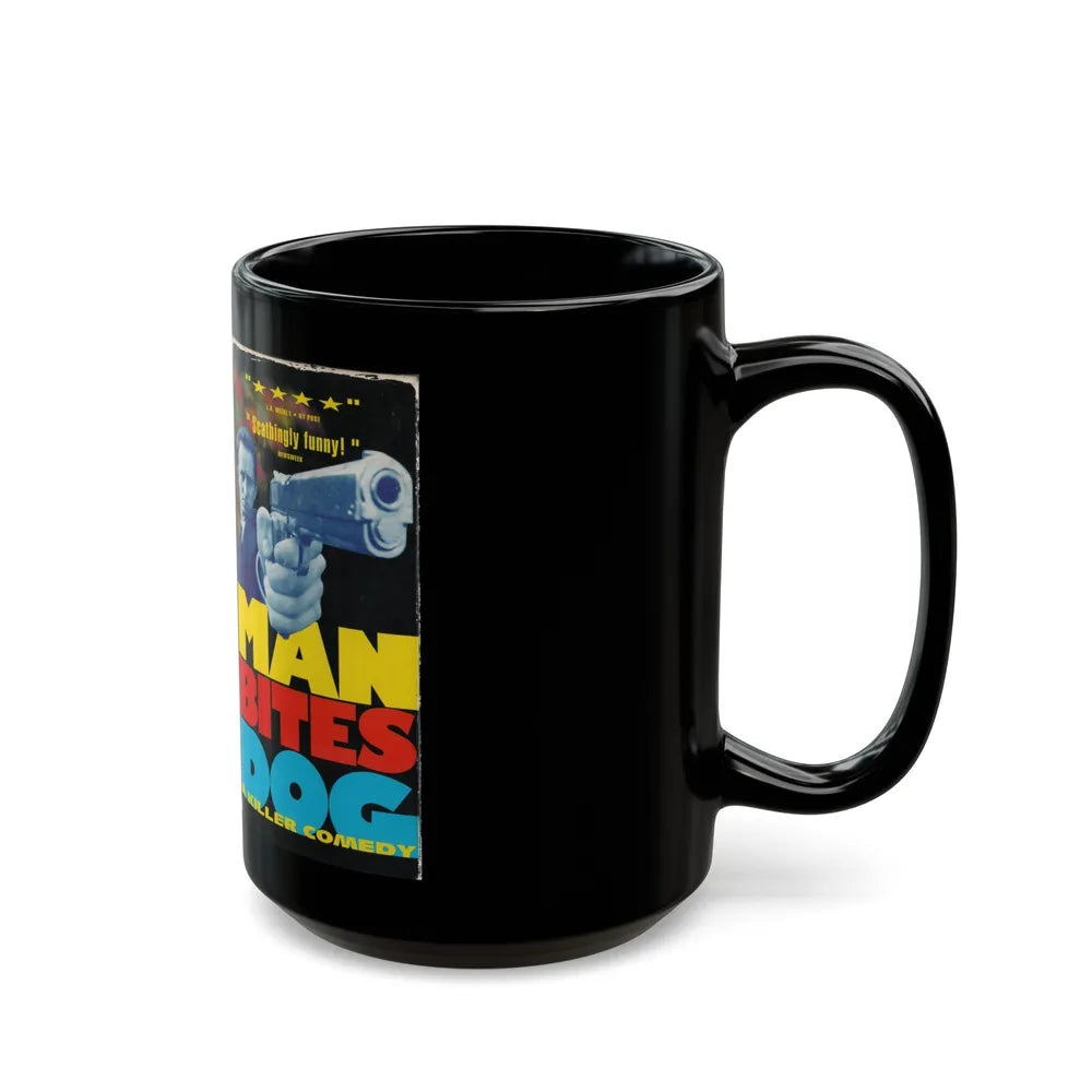 MAN BITES DOG (VHS COVER) - Black Coffee Mug-Go Mug Yourself