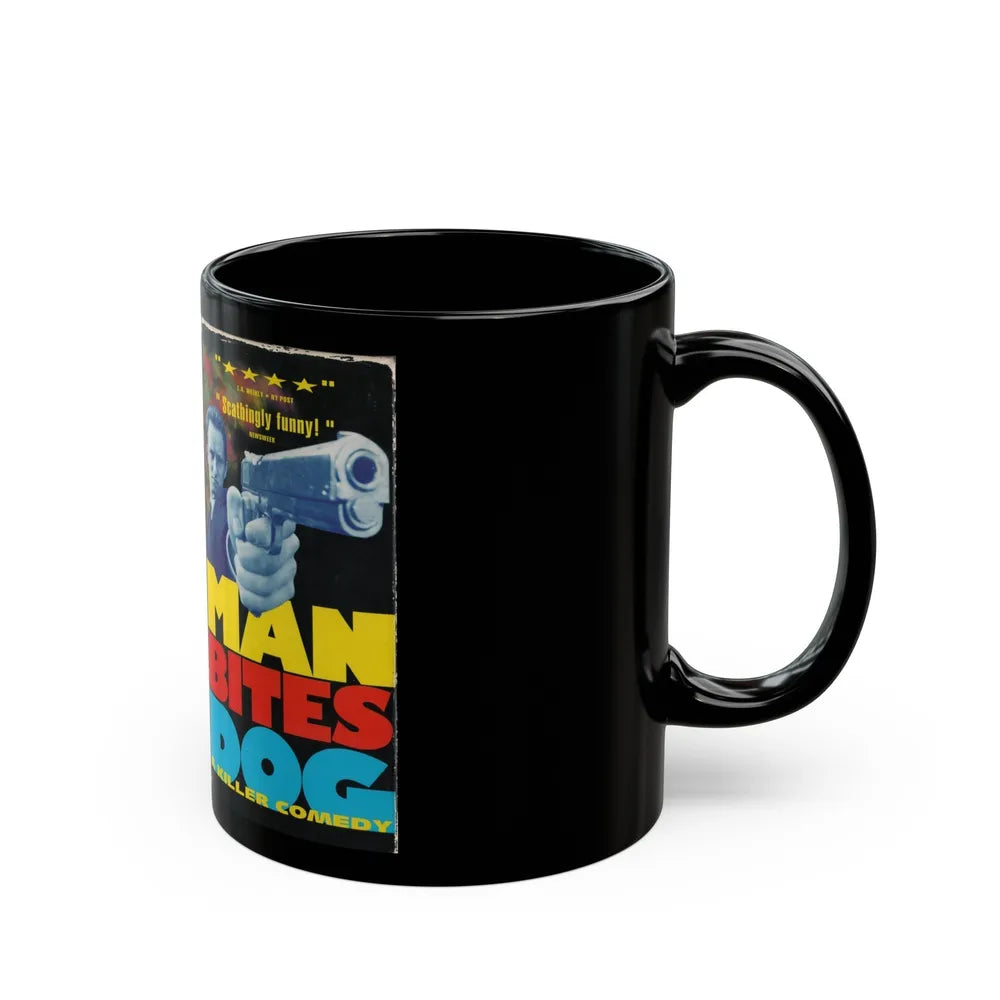 MAN BITES DOG (VHS COVER) - Black Coffee Mug-Go Mug Yourself