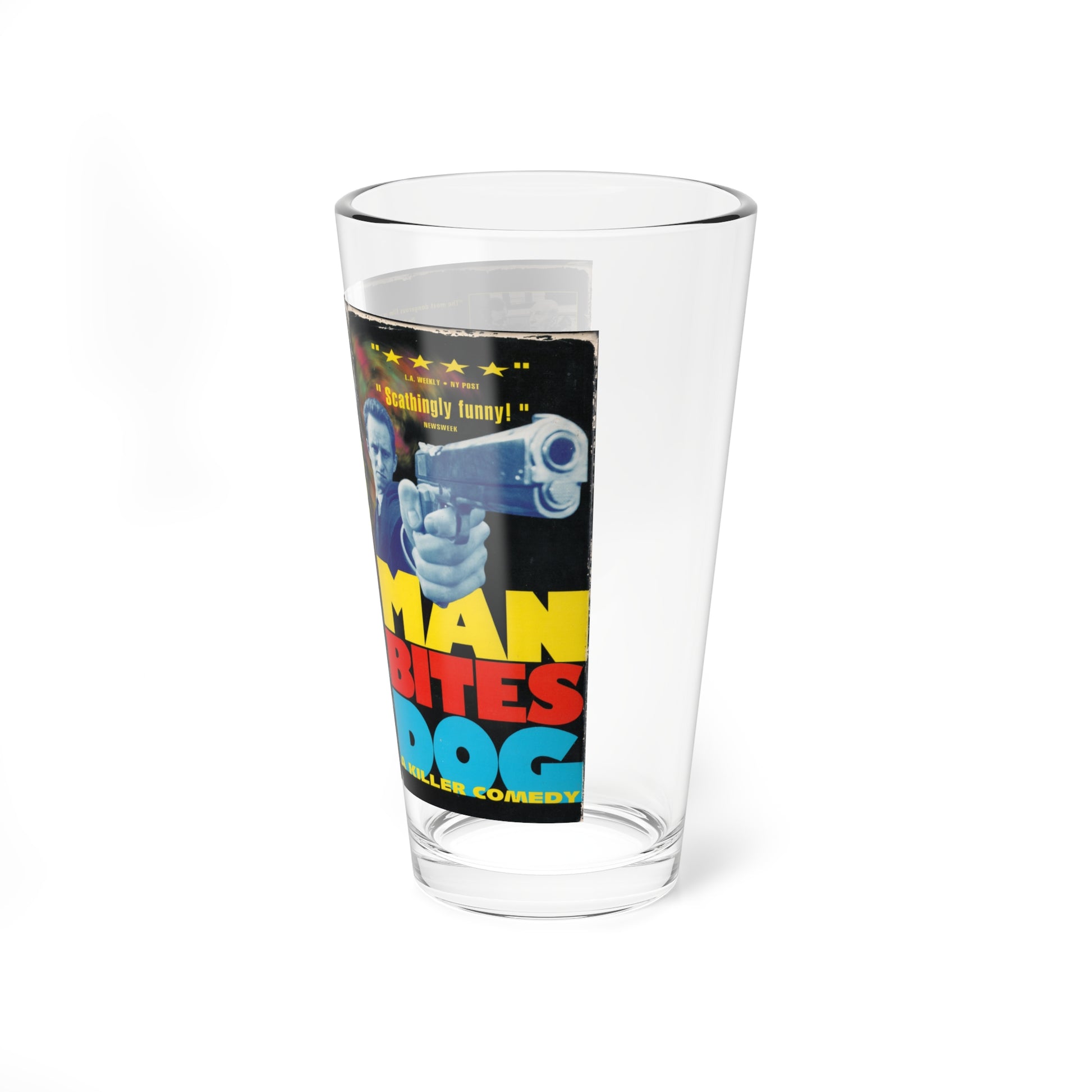 MAN BITES DOG (VHS COVER) Pint Glass 16oz-Go Mug Yourself