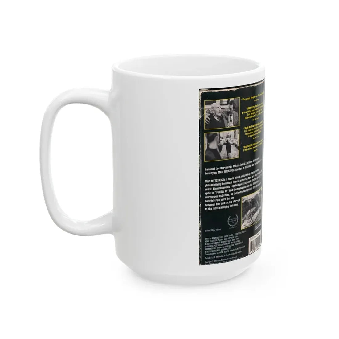 MAN BITES DOG (VHS COVER) - White Coffee Mug - Go Mug Yourself