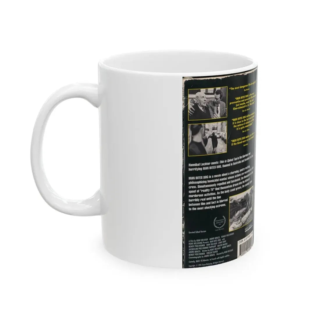 MAN BITES DOG (VHS COVER) - White Coffee Mug - Go Mug Yourself