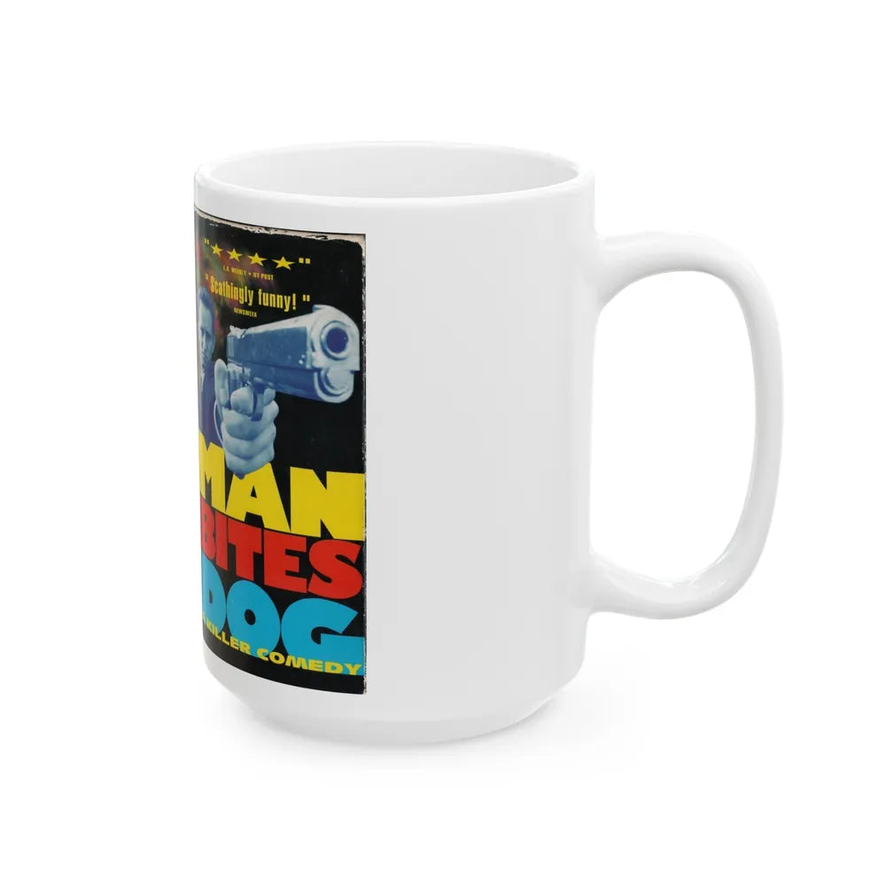 MAN BITES DOG (VHS COVER) - White Coffee Mug-Go Mug Yourself