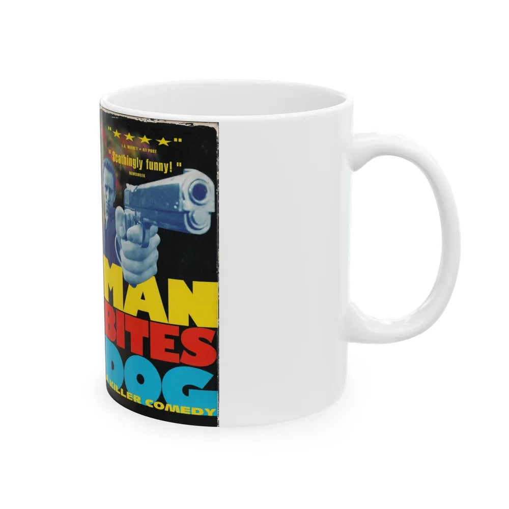 MAN BITES DOG (VHS COVER) - White Coffee Mug-Go Mug Yourself