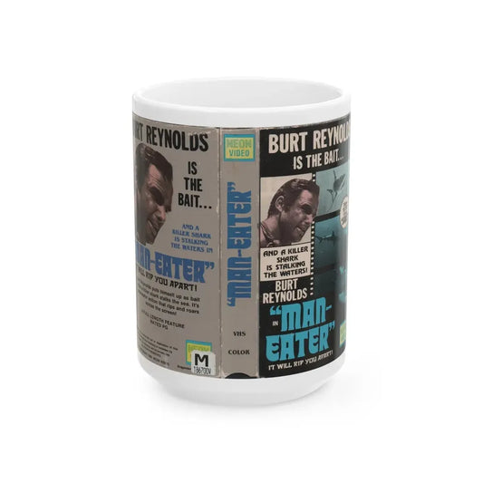 MAN EATER BURT REYNOLDS (VHS COVER) - White Coffee Mug 15oz - Go Mug Yourself