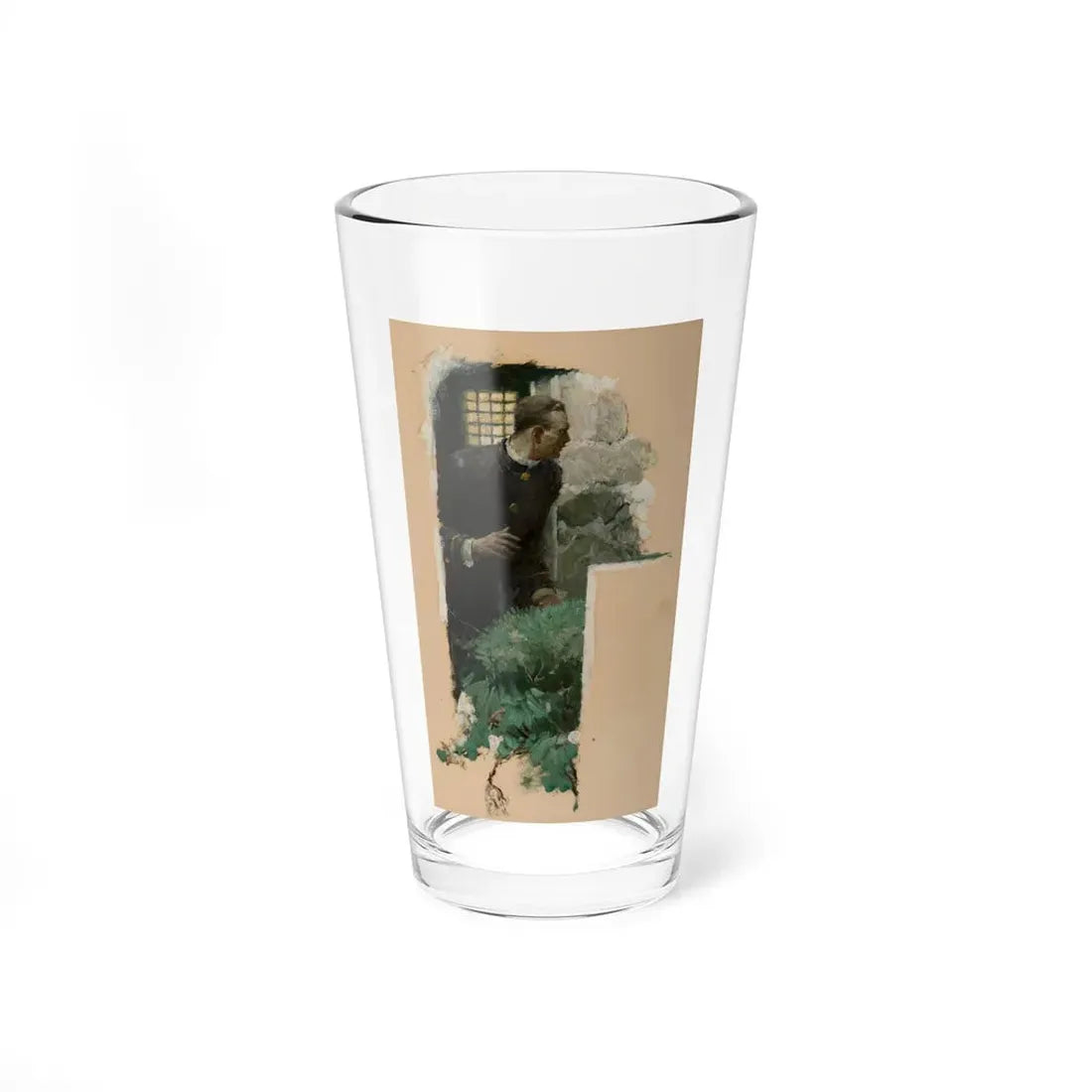 Man in Uniform at the Door, Harper's Bazaar interior illustration, October 1919 - Pint Glass 16oz 16oz - Go Mug Yourself