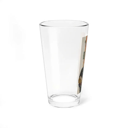 Man Listening at Door, story illustration - Pint Glass 16oz - Go Mug Yourself