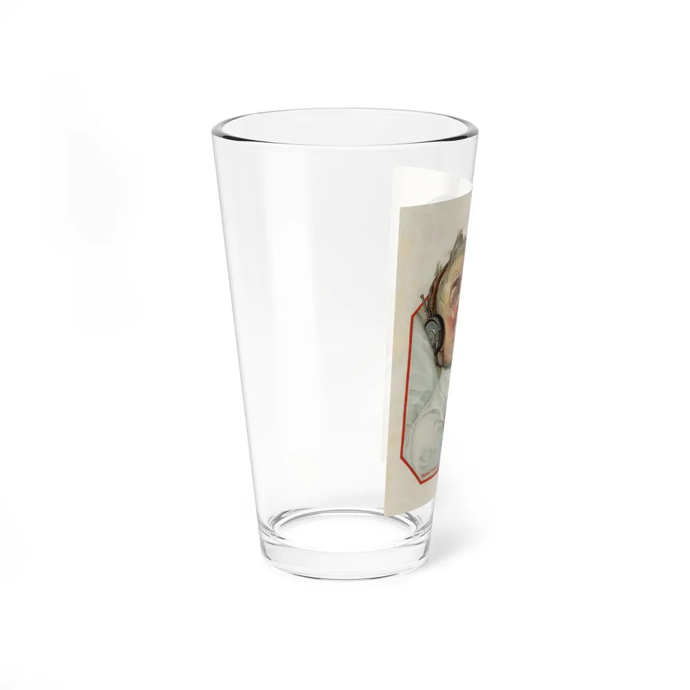 Man Listening to Jazz, possible magazine illustration - Pint Glass 16oz-Go Mug Yourself