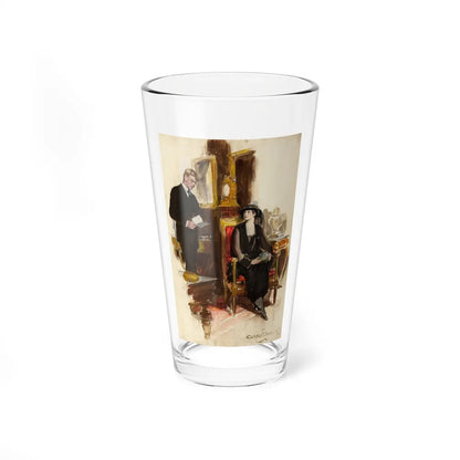 Man Reading Letter to a Seated Mourning Woman, Saturday Evening Post illustration - Pint Glass 16oz-16oz-Go Mug Yourself