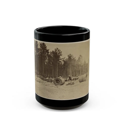 Man Seated On Gabions In Engineer Camp In Front Of Petersburg, Virginia (U.S. Civil War) Black Coffee Mug-15oz-Go Mug Yourself