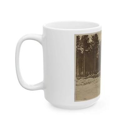 Man Seated On Gabions In Engineer Camp In Front Of Petersburg, Virginia (U.S. Civil War) White Coffee Mug-Go Mug Yourself