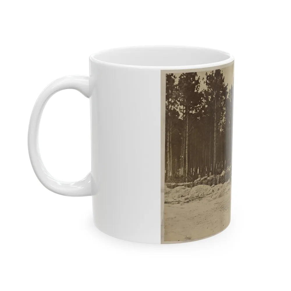 Man Seated On Gabions In Engineer Camp In Front Of Petersburg, Virginia (U.S. Civil War) White Coffee Mug-Go Mug Yourself