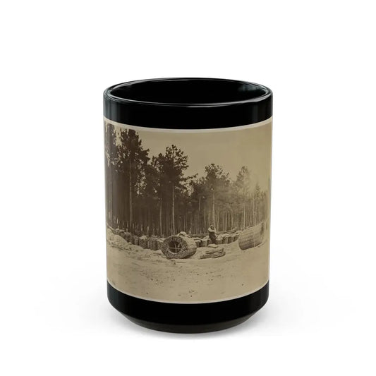 Man Seated On Gabions In Engineer Camp In Front Of Petersburg, Virginia (U.S. Civil War) Black Coffee Mug 15oz - Go Mug Yourself