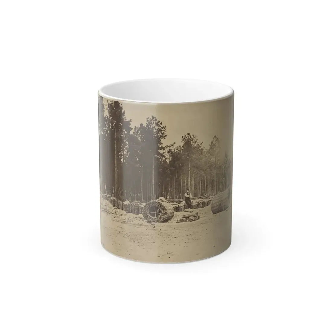 Man Seated on Gabions in Engineer Camp in Front of Petersburg, Virginia (U.S. Civil War) Color Changing Coffee Mug 11oz Default Title 11oz - Go Mug Yourself