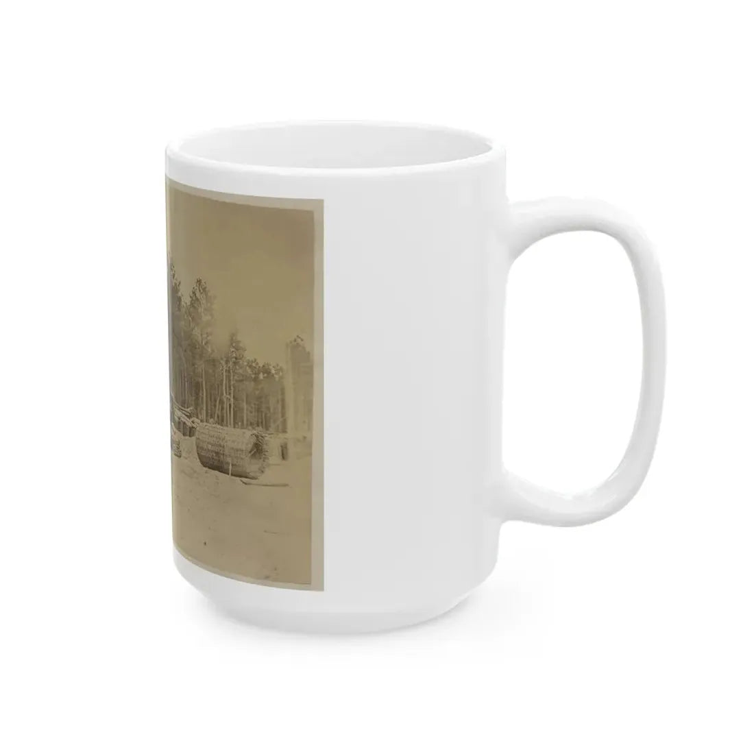 Man Seated On Gabions In Engineer Camp In Front Of Petersburg, Virginia (U.S. Civil War) White Coffee Mug - Go Mug Yourself