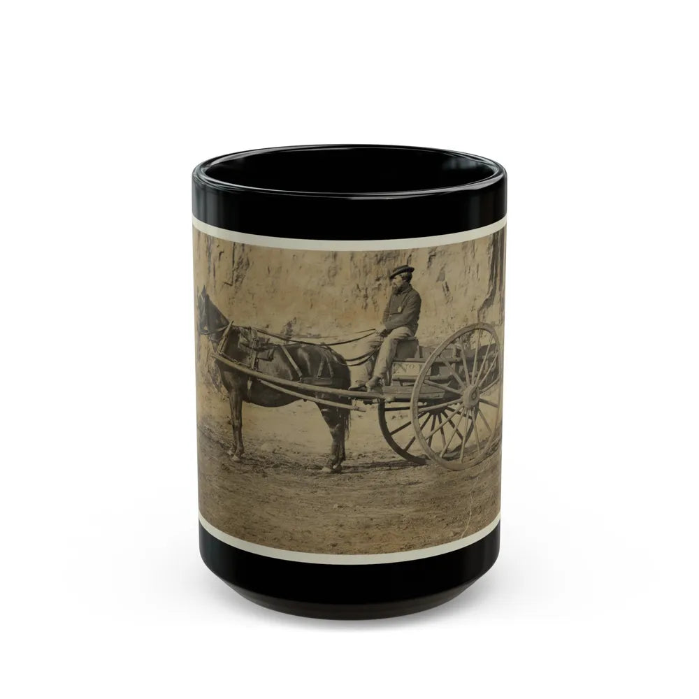 Man Sitting In A Horse Drawn Cart (U.S. Civil War) Black Coffee Mug-15oz-Go Mug Yourself