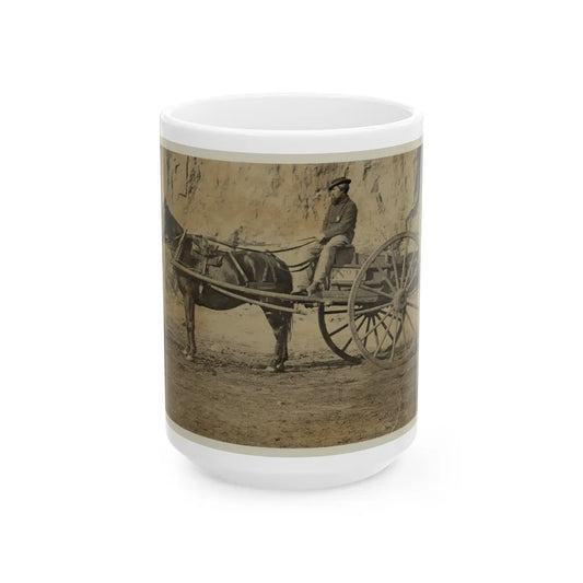 Man Sitting In A Horse Drawn Cart (U.S. Civil War) White Coffee Mug-15oz-Go Mug Yourself