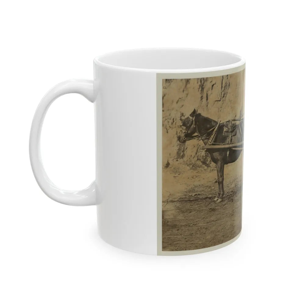 Man Sitting In A Horse Drawn Cart (U.S. Civil War) White Coffee Mug-Go Mug Yourself