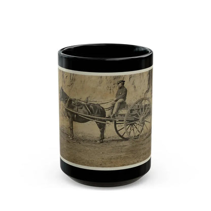 Man Sitting In A Horse Drawn Cart (U.S. Civil War) Black Coffee Mug 15oz - Go Mug Yourself