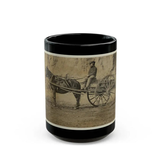 Man Sitting In A Horse Drawn Cart (U.S. Civil War) Black Coffee Mug 15oz - Go Mug Yourself