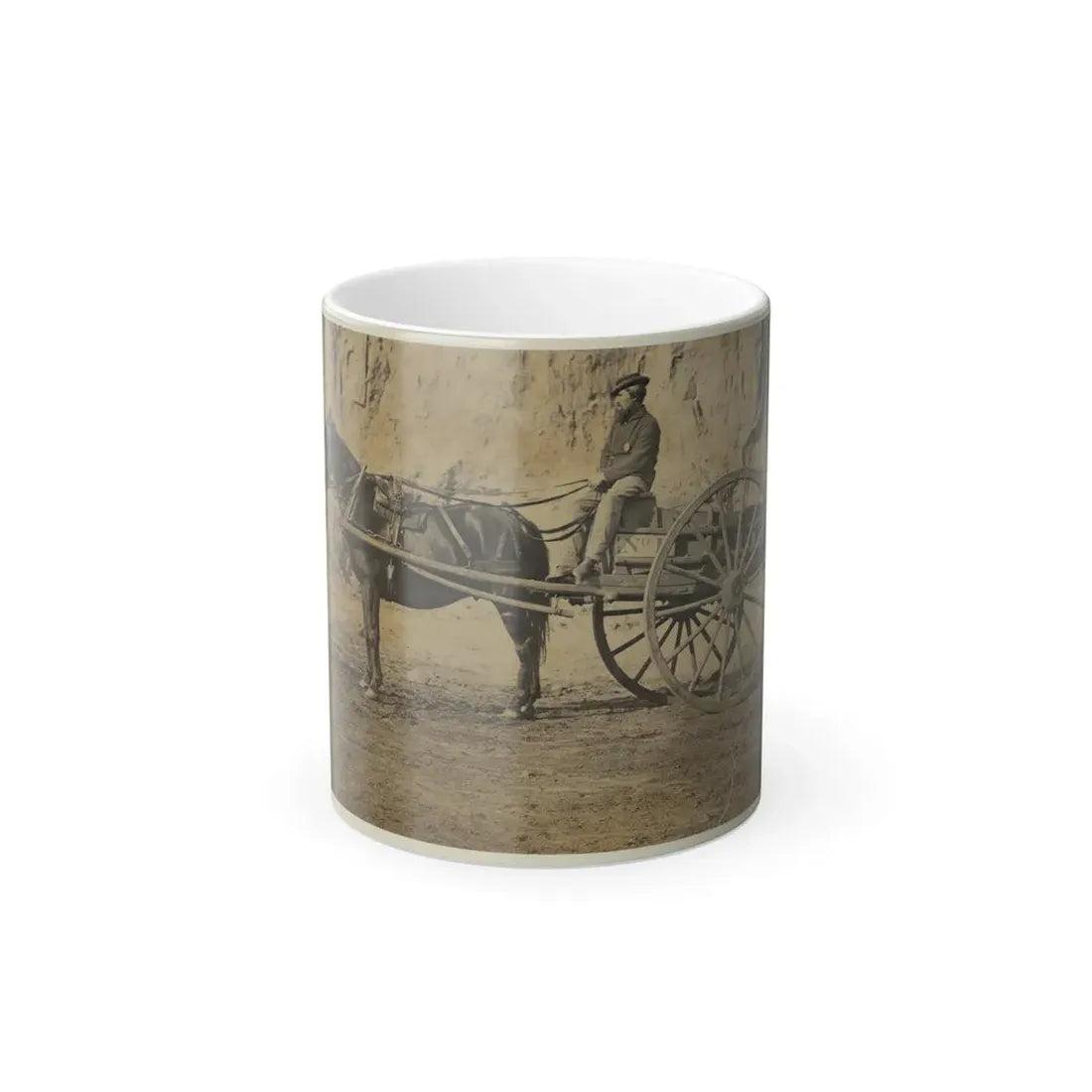 Man Sitting in a Horse Drawn Cart (U.S. Civil War) Color Changing Coffee Mug 11oz Default Title 11oz - Go Mug Yourself