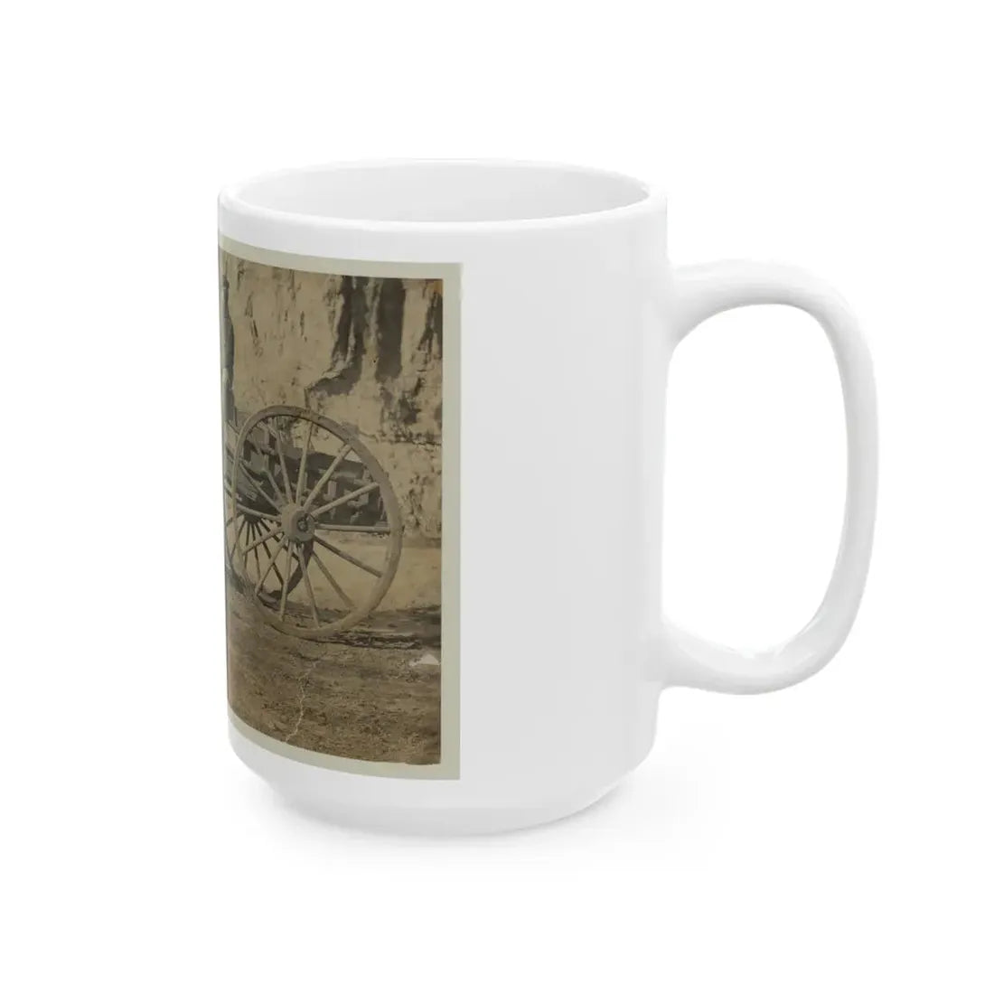 Man Sitting In A Horse Drawn Cart (U.S. Civil War) White Coffee Mug - Go Mug Yourself