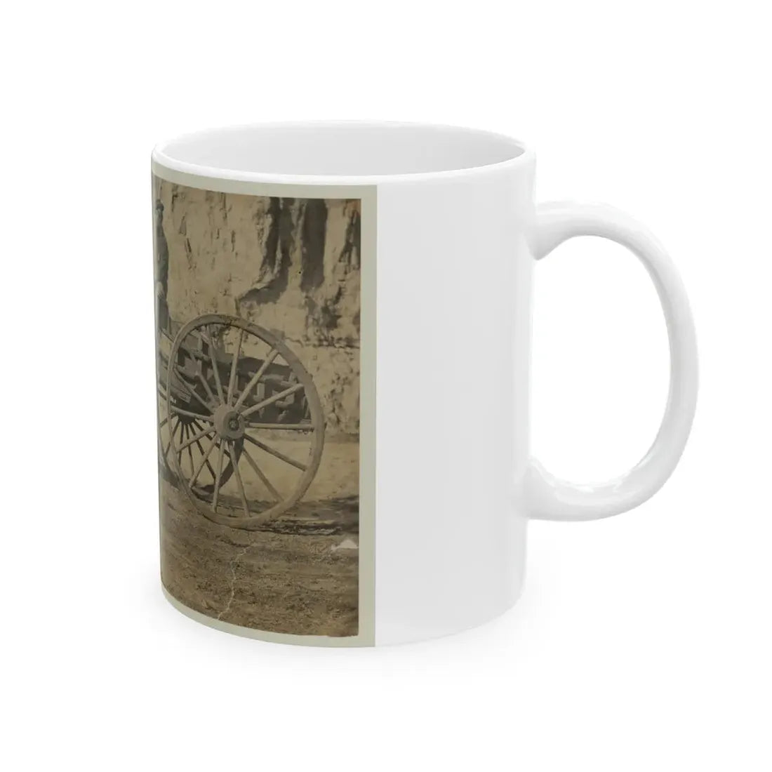 Man Sitting In A Horse Drawn Cart (U.S. Civil War) White Coffee Mug - Go Mug Yourself