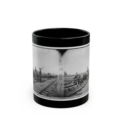 Manassas Junction, Va. Soldiers Beside Damaged Rolling Stock Of The Orange & Alexandria Railroad (U.S. Civil War) Black Coffee Mug 11oz - Go Mug Yourself