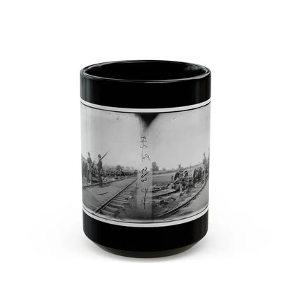 Manassas Junction, Va. Soldiers Beside Damaged Rolling Stock Of The Orange & Alexandria Railroad (U.S. Civil War) Black Coffee Mug 15oz - Go Mug Yourself
