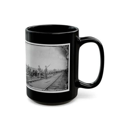 Manassas Junction, Va. Soldiers Beside Damaged Rolling Stock Of The Orange & Alexandria Railroad (U.S. Civil War) Black Coffee Mug - Go Mug Yourself
