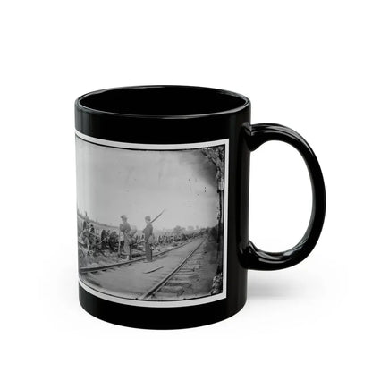 Manassas Junction, Va. Soldiers Beside Damaged Rolling Stock Of The Orange & Alexandria Railroad (U.S. Civil War) Black Coffee Mug - Go Mug Yourself