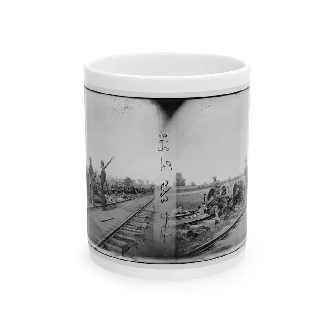 Manassas Junction, Va. Soldiers Beside Damaged Rolling Stock Of The Orange & Alexandria Railroad (U.S. Civil War) White Coffee Mug 11oz - Go Mug Yourself
